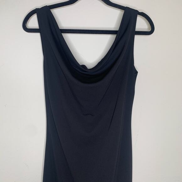 French Curve Black Draped Neck Back V Neck Sz Large - Picture 10 of 10